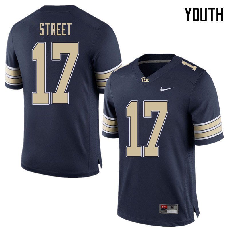 Youth #17 Darian Street Pittsburgh Panthers College Football Jerseys Sale-Home Blue